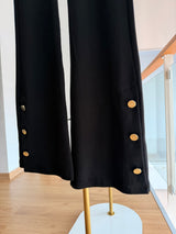 İspanyol Paça Yırtmaçlı Siyah Pantolon Tayt