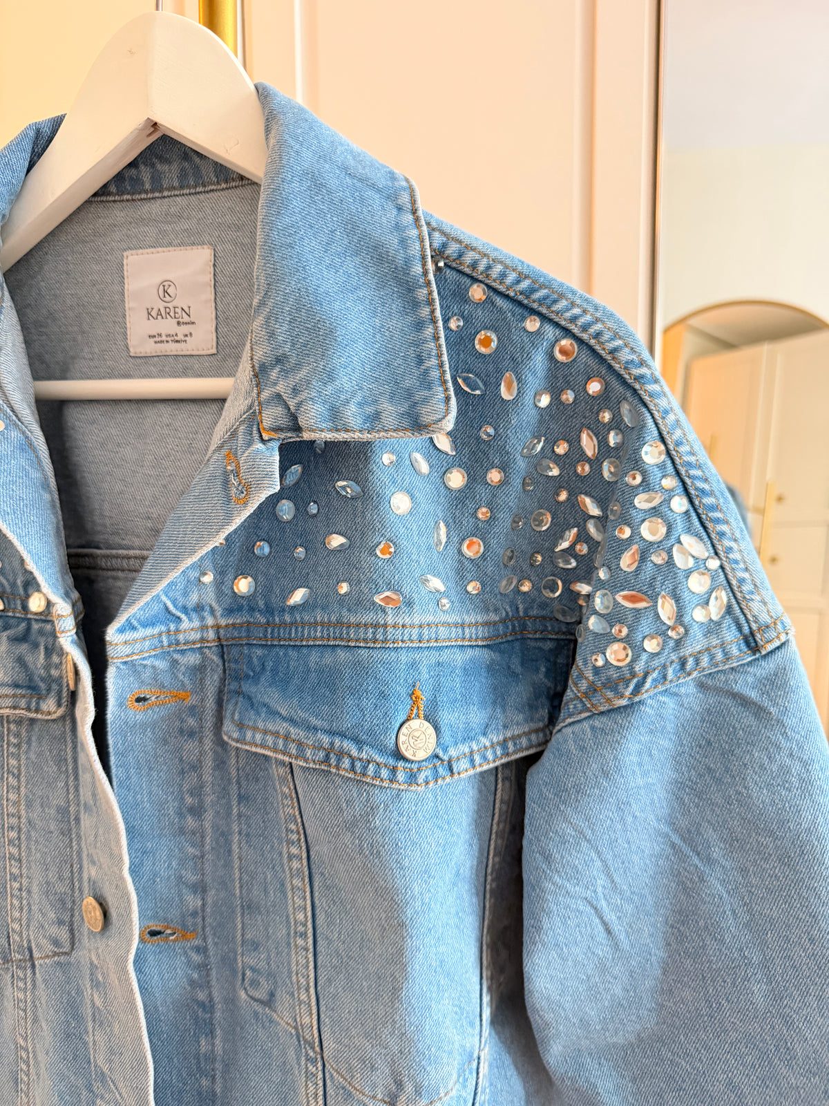 Oversize Premium Taş İşleme Jean Ceket