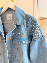 Oversize Premium Taş İşleme Jean Ceket