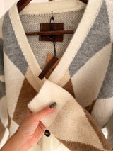 Baklava Desenli Ekru&Bej Kahve Hırka