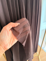 Acı Kahve Şifon Tül Uzun Pileli Etek