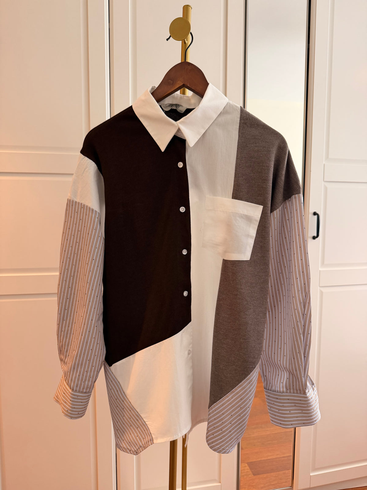 Premium İnce Triko&Taş İşleme Detaylı Patch Gömlek