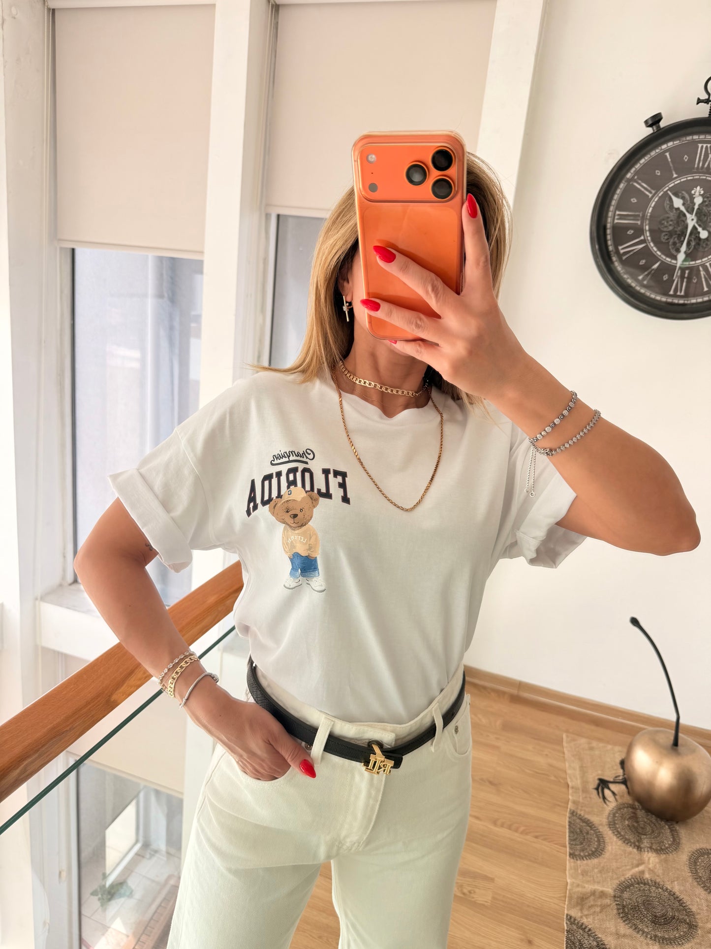 Florida Bear Beyaz Basic Tshirt
