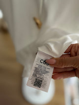 Beyaz %100 Pamuk Gold Tokalı Tshirt