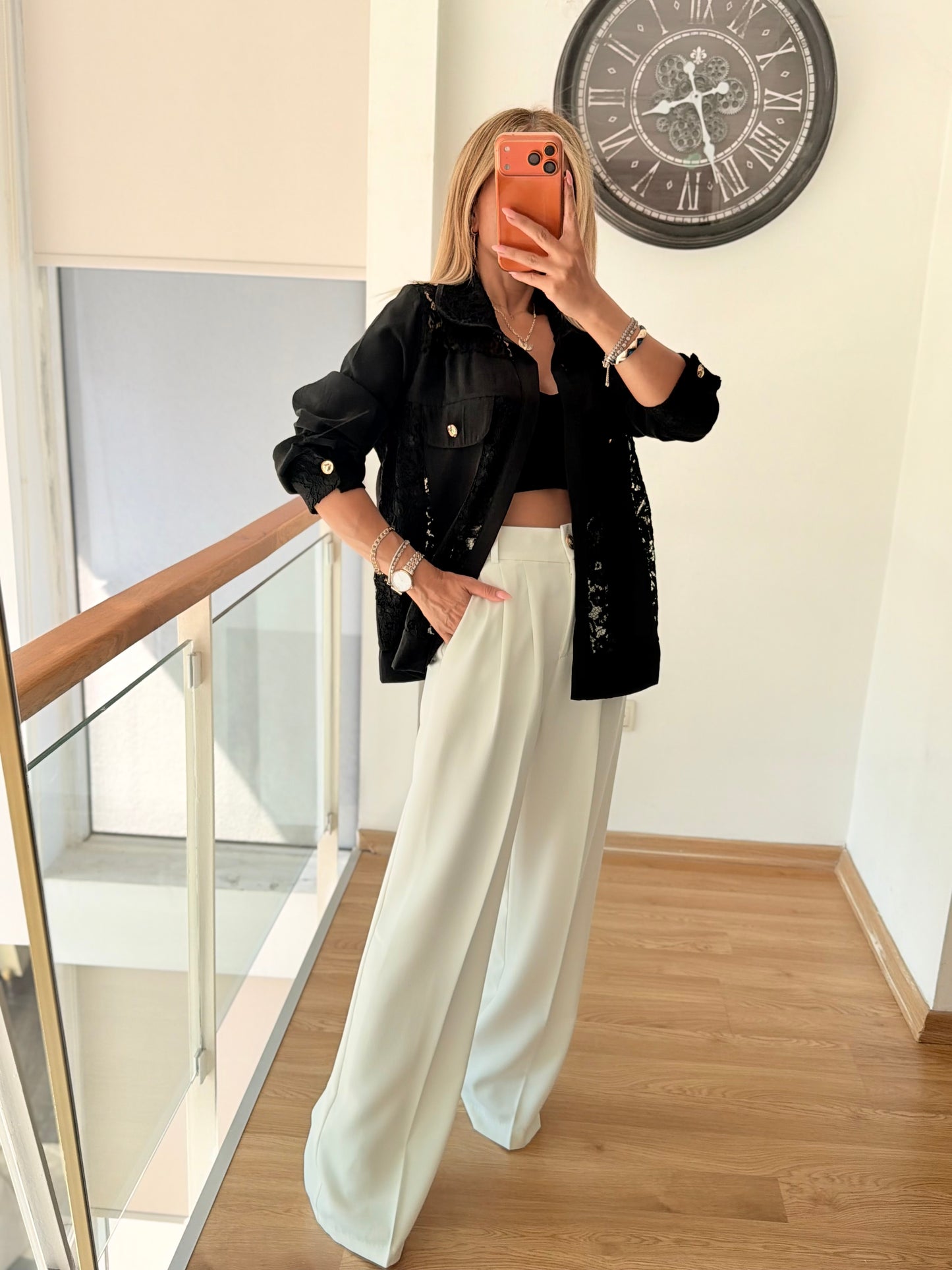 Premium Palazzo Ekru Pantolon