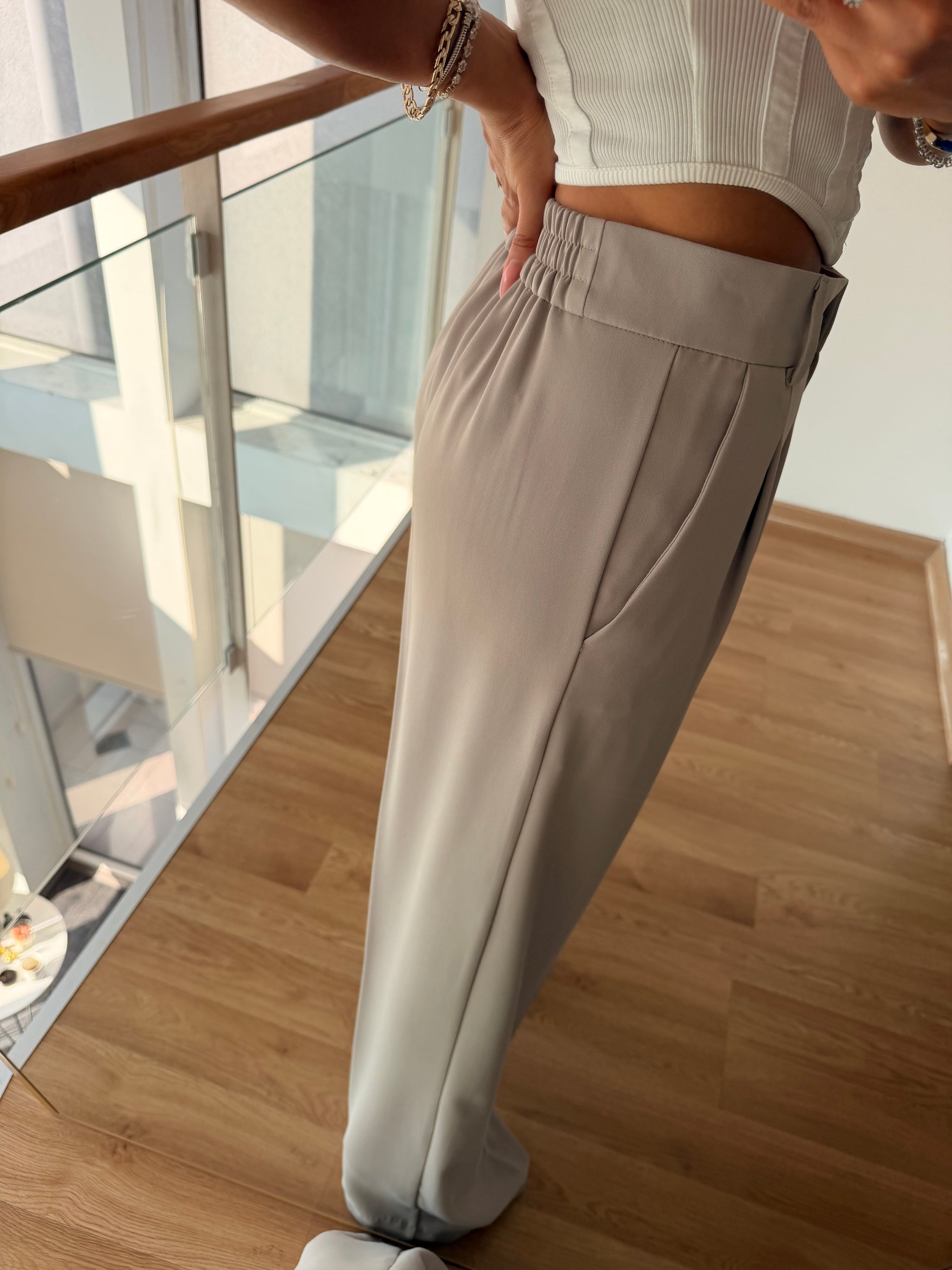 Premium Palazzo Taş Rengi Pantolon