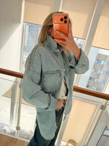 Zımba&Taş İşlemeli Jean Ceket