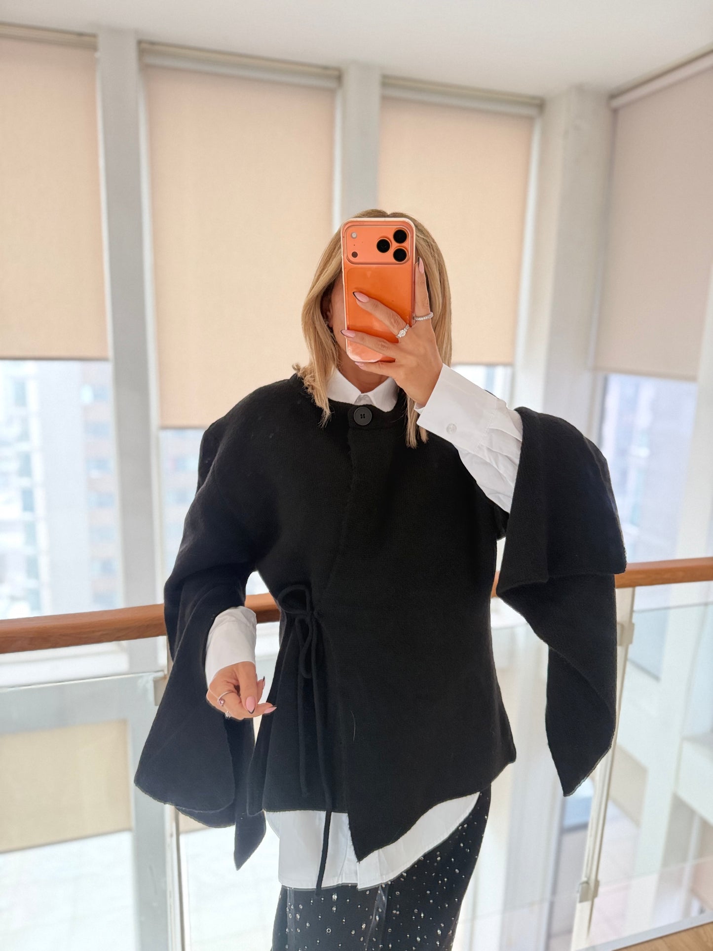 Lueur Concept Yarasa Kol Siyah Triko Hırka&Ceket