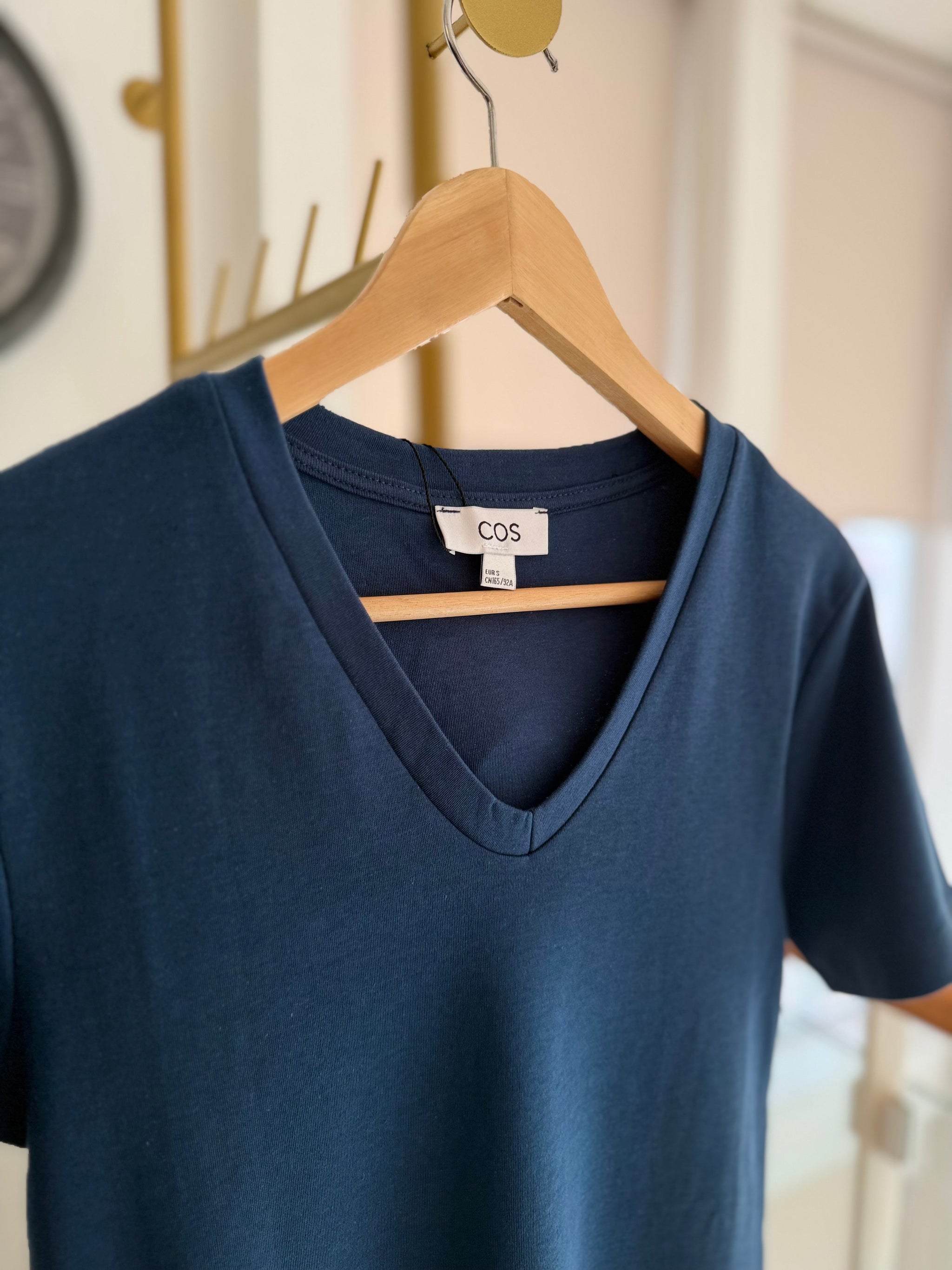 Basic V Yaka %100 Pamuk Lacivert Tshirt