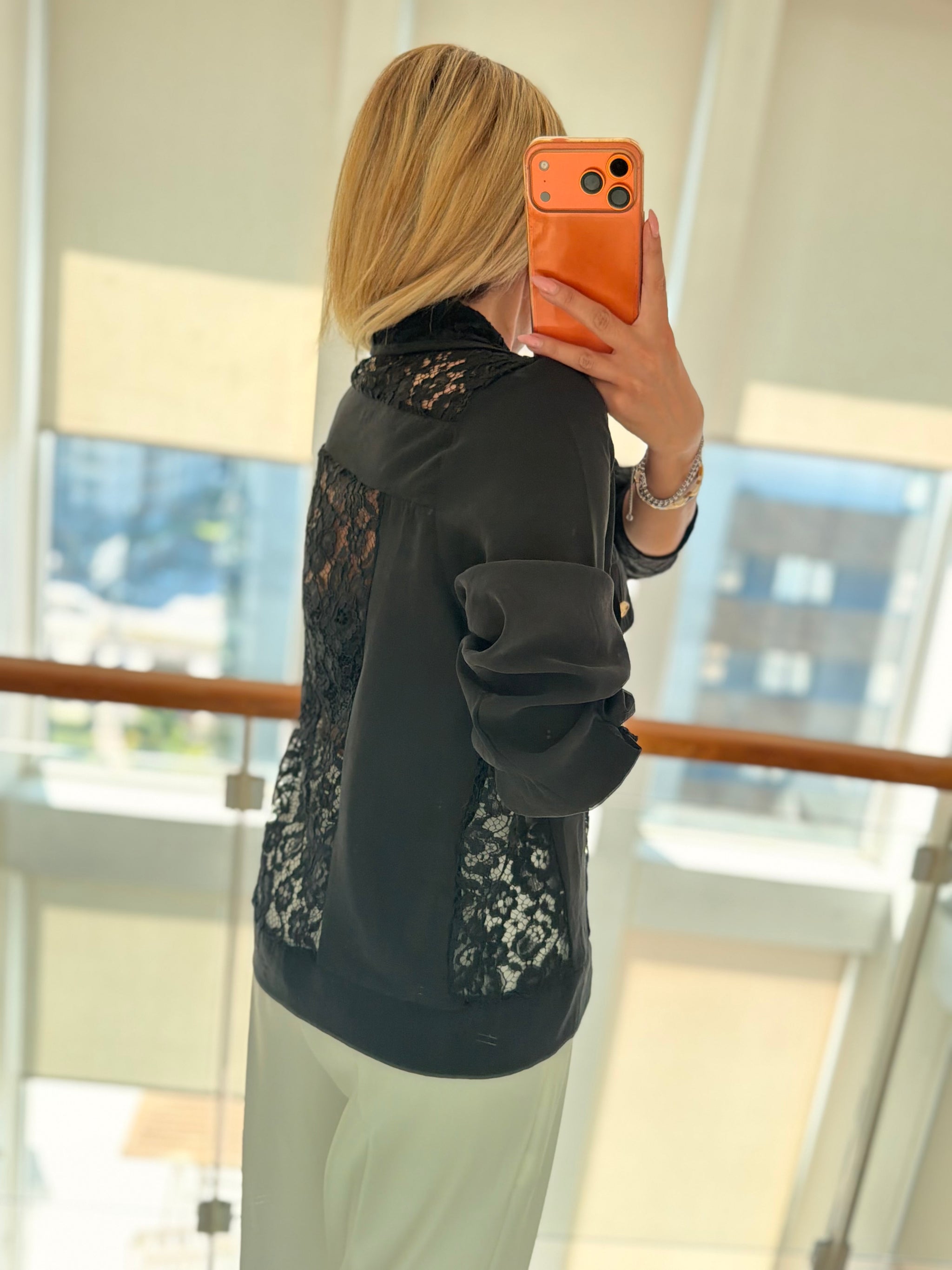 Dantel Tasarımlı Premium Siyah Ceket