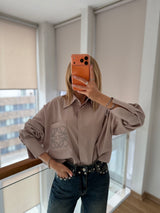 Nakış İşlemeli Tencel Pamuklu Tasarım Gömlek