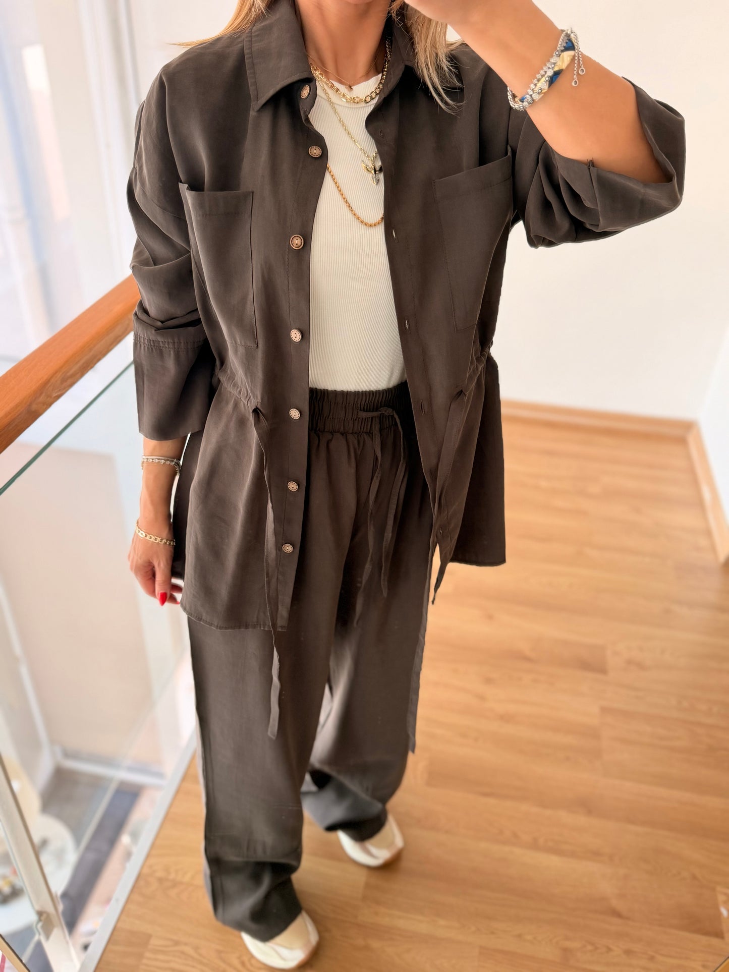 Tencel Kumaş Pastel Kahve Lueur Takım