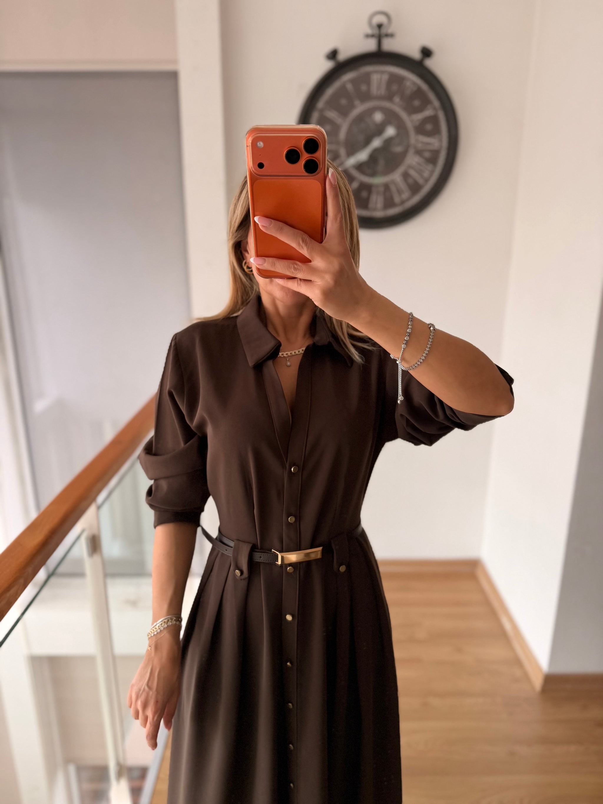 Lueur Concept Kemerli Uzun Elbise Acı Kahve