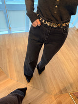 Yüksel Bel Acı Kahve Jean Pantolon