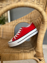 Platform Taban Kırmızı Keten Spor Ayakkabı