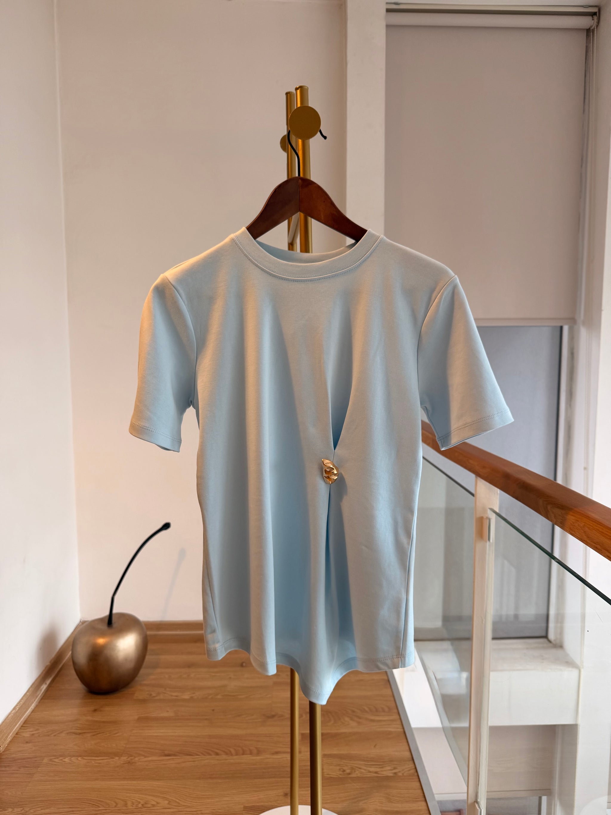 Bebe Mavi %100 Pamuk Gold Tokalı Tshirt