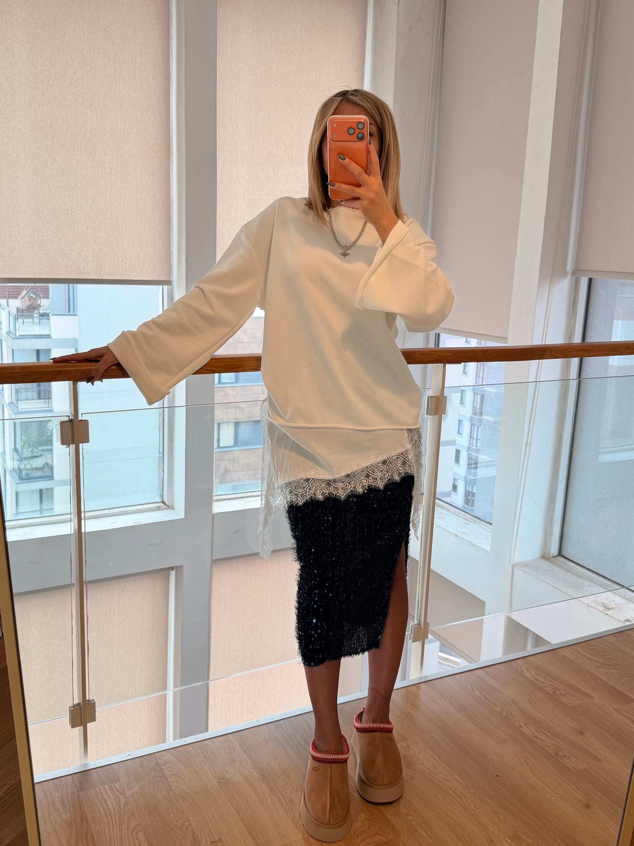 Concept Saten ve Dantel Detaylı Pamuklu Bluz