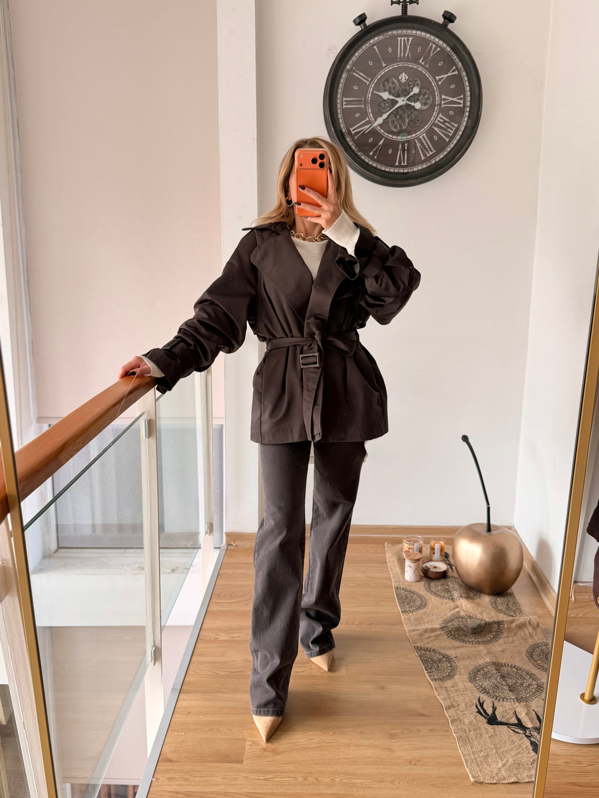 Lueur Concept Premium Acı Kahve Trençkot