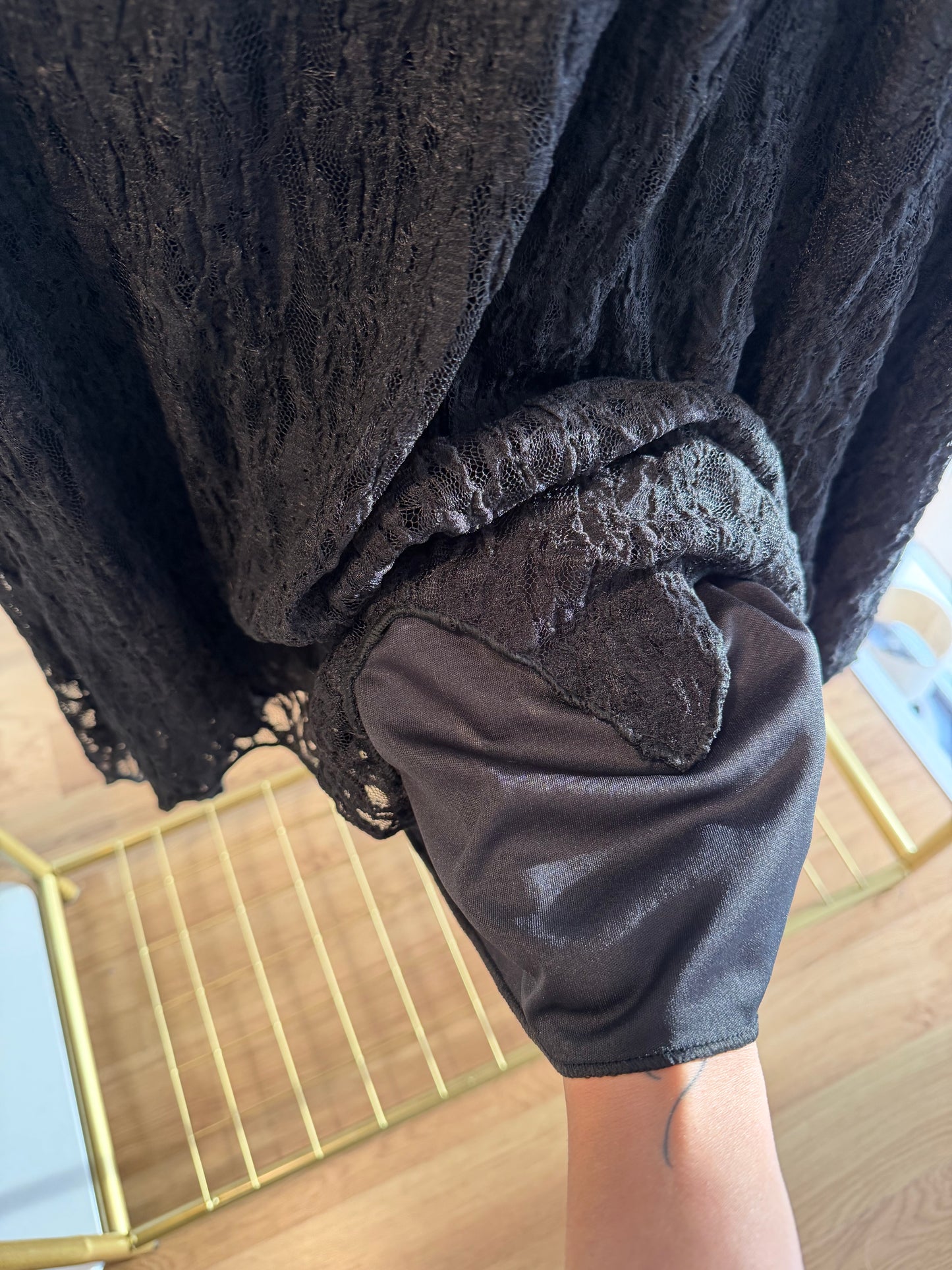 Dantel Uzun Siyah Etek