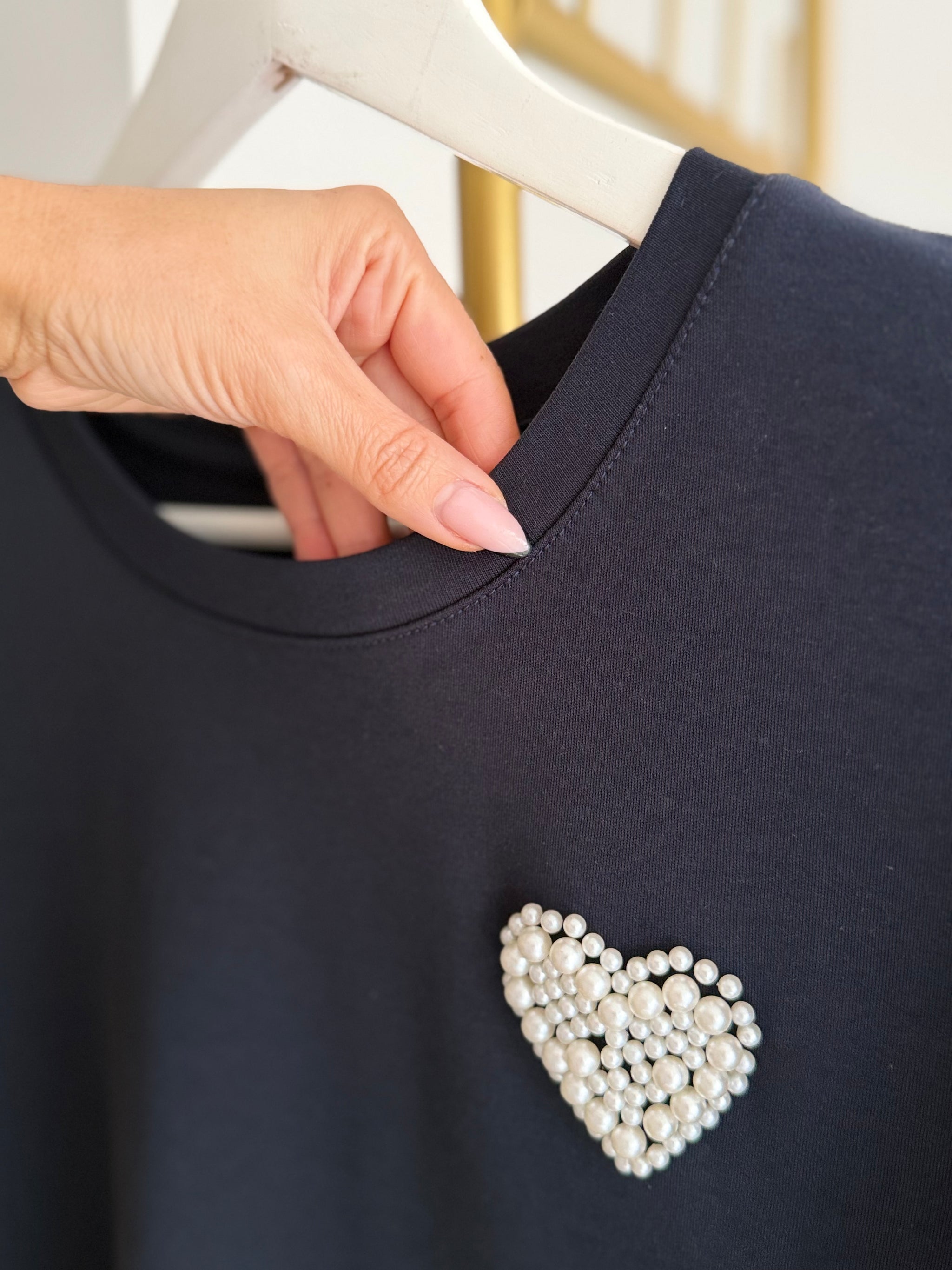 İncili Lacivert Basic Tshirt