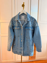 Oversize Premium Taş İşleme Jean Ceket
