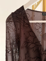 Kruvaze Yaka Bağlamalı Acı Kahve Şifon Bluz