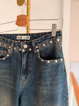 Eskitme Zımba Detaylı Jean