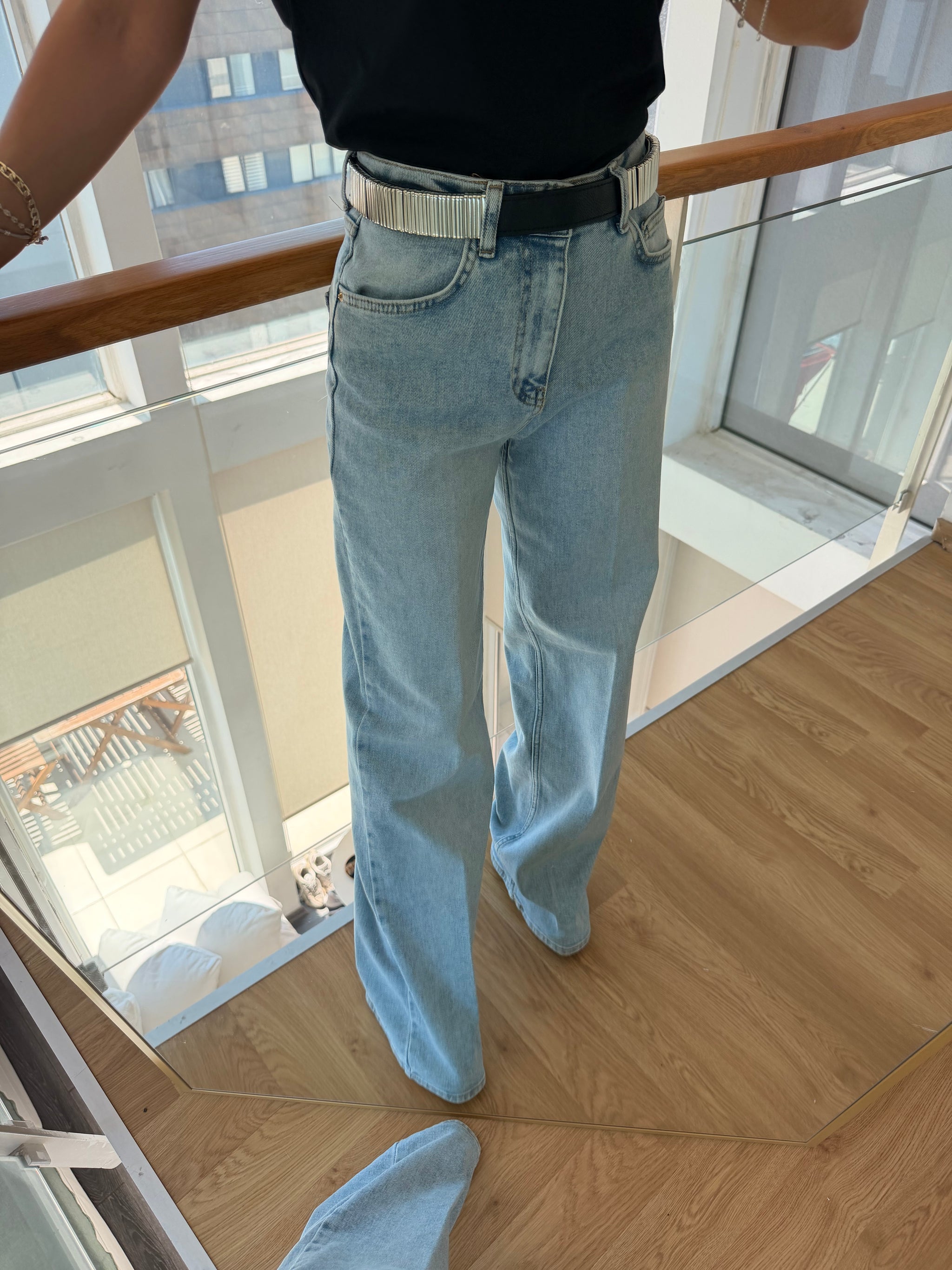 Süet Kemerli Premium Jean Pantolon