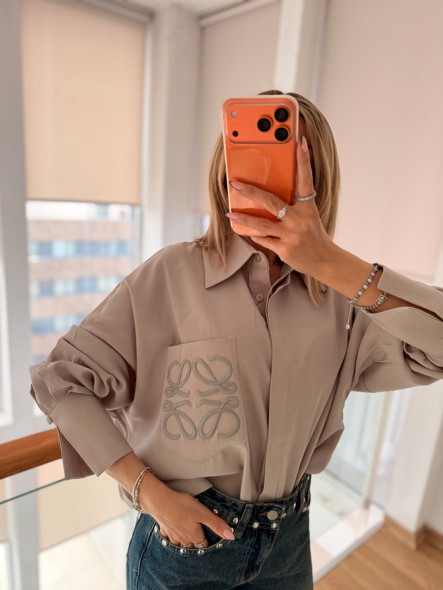 Nakış İşlemeli Tencel Pamuklu Tasarım Gömlek