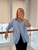 Mavi Çizgili Oversize Gömlek