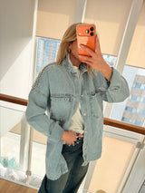 Zımba&Taş İşlemeli Jean Ceket