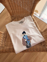 Snow Dog İşlemeli %100 Cotton Basic Tshirt Beyaz