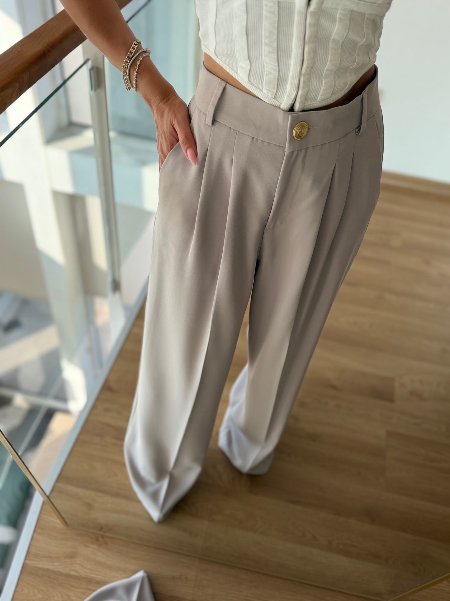 Premium Palazzo Taş Rengi Pantolon