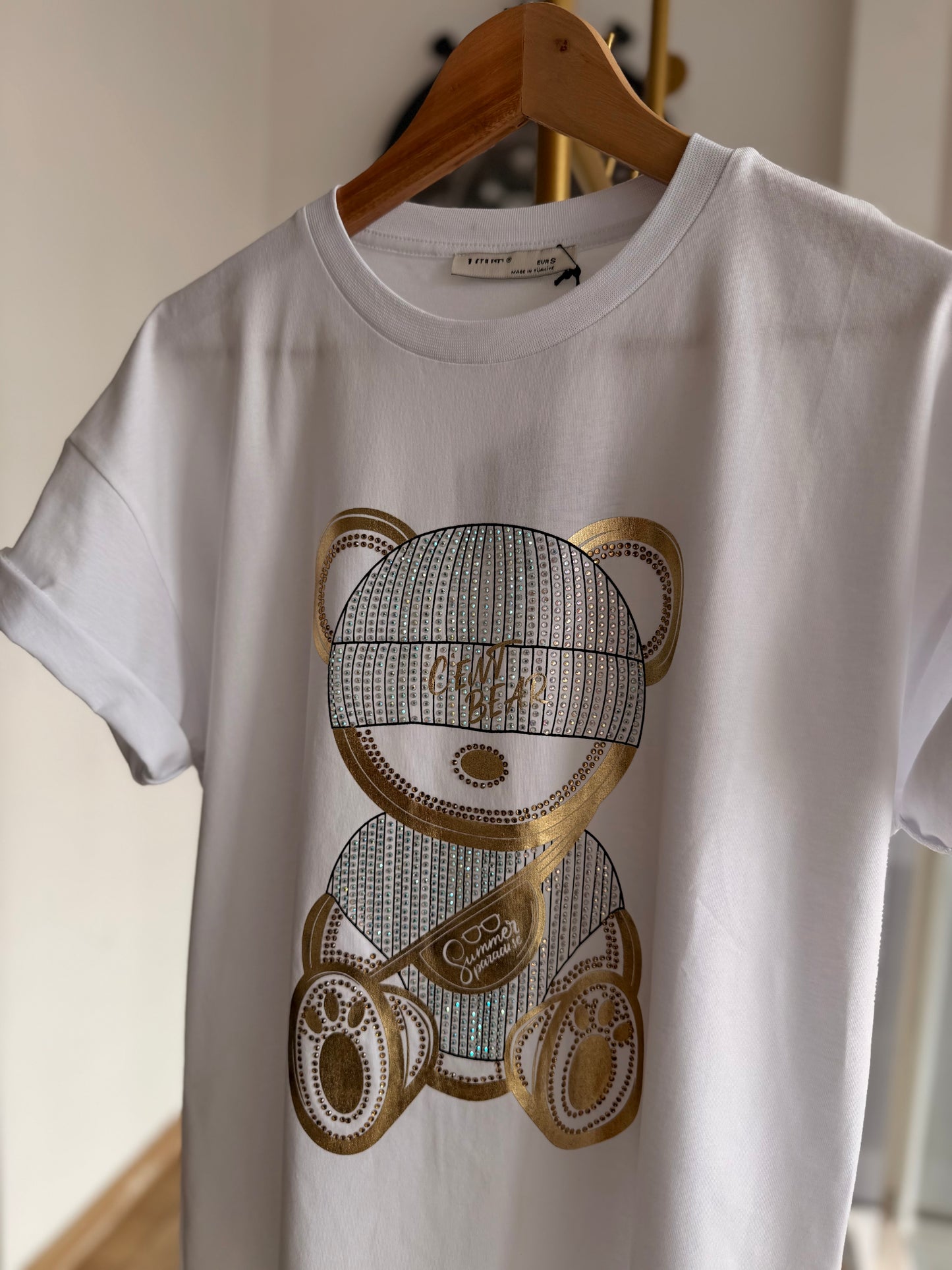 Shiny Bear %100 Cotton Beyaz Tshirt