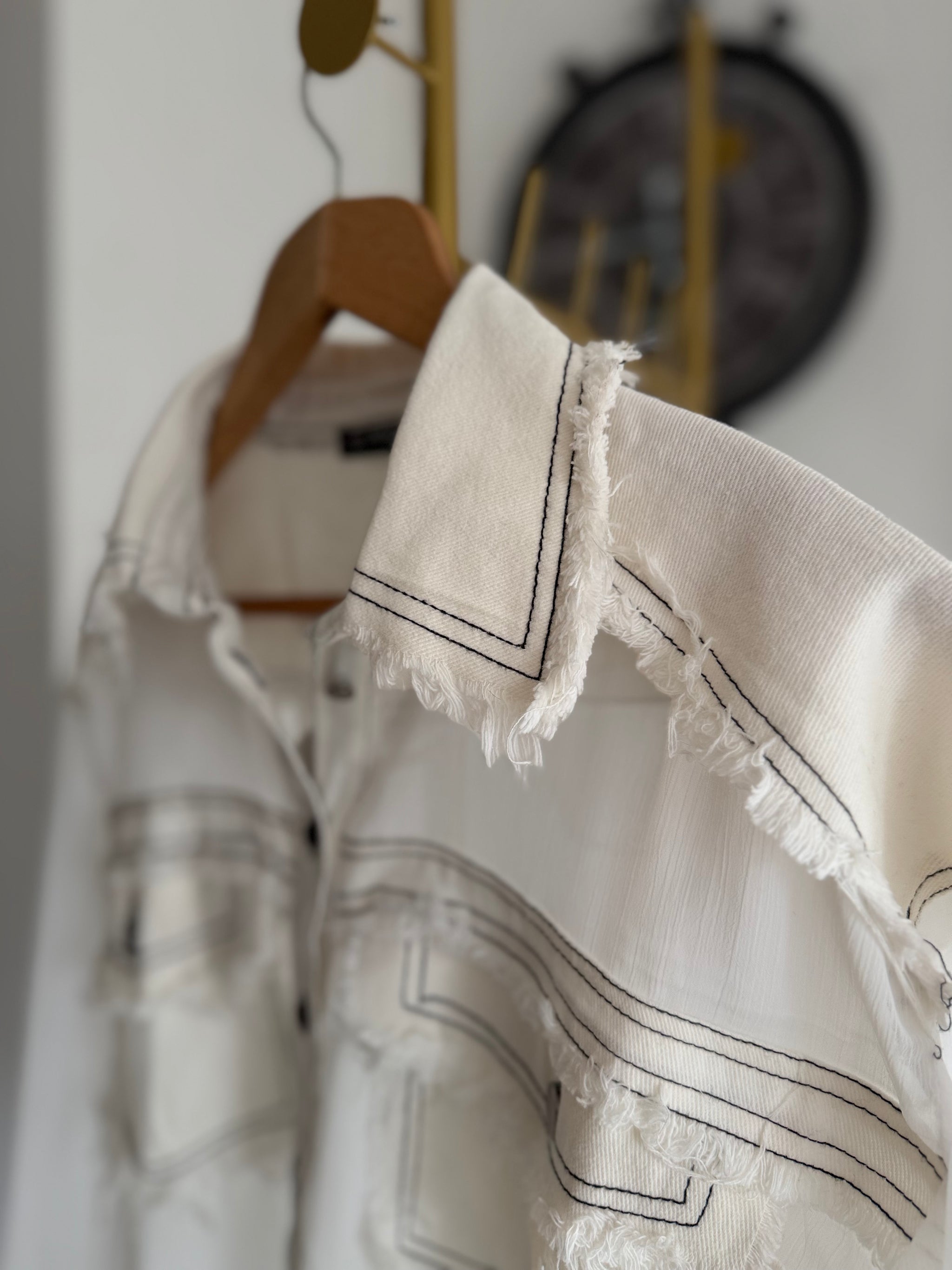 Şifon&Denim Eskitme Tasarım Gömlek