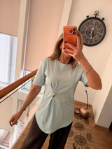 Bebe Mavi %100 Pamuk Gold Tokalı Tshirt