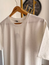 Taşlı Oversize Beyaz %100 Cotton Tshirt
