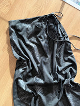 Yılan Derisi Desenli Anvelop Midi Boy Antrasit Etek