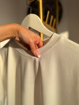 Asimetrik Güpür Detaylı Beyaz Bluz&Tshirt