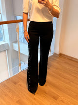 Zımba Detaylı İspanyol Paça Siyah Pantolon Tayt