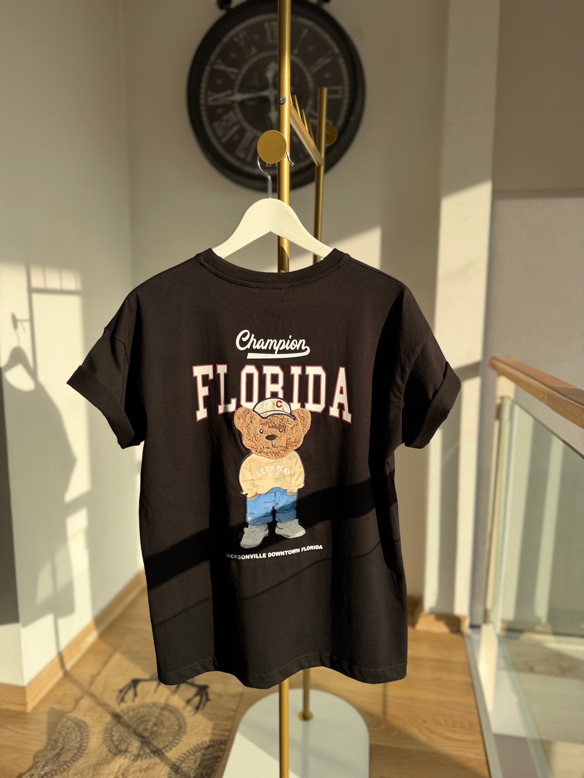 Florida Bear Siyah Basic Tshirt