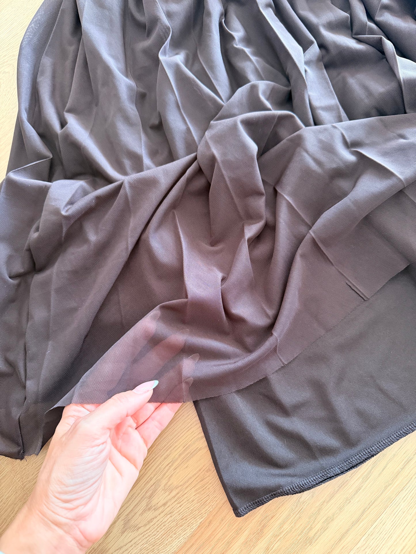 Acı Kahve Şifon Tül Uzun Pileli Etek