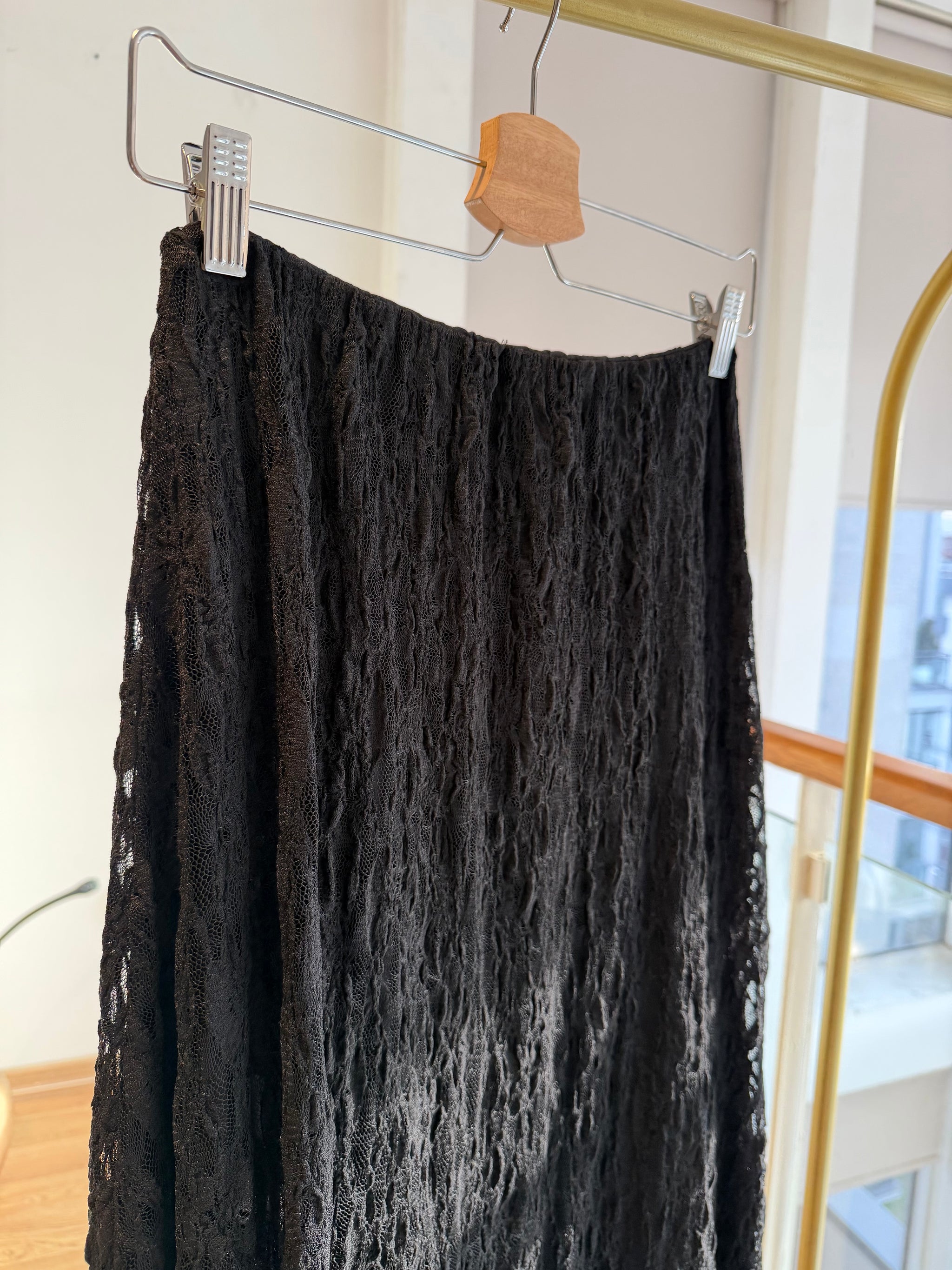 Dantel Uzun Siyah Etek