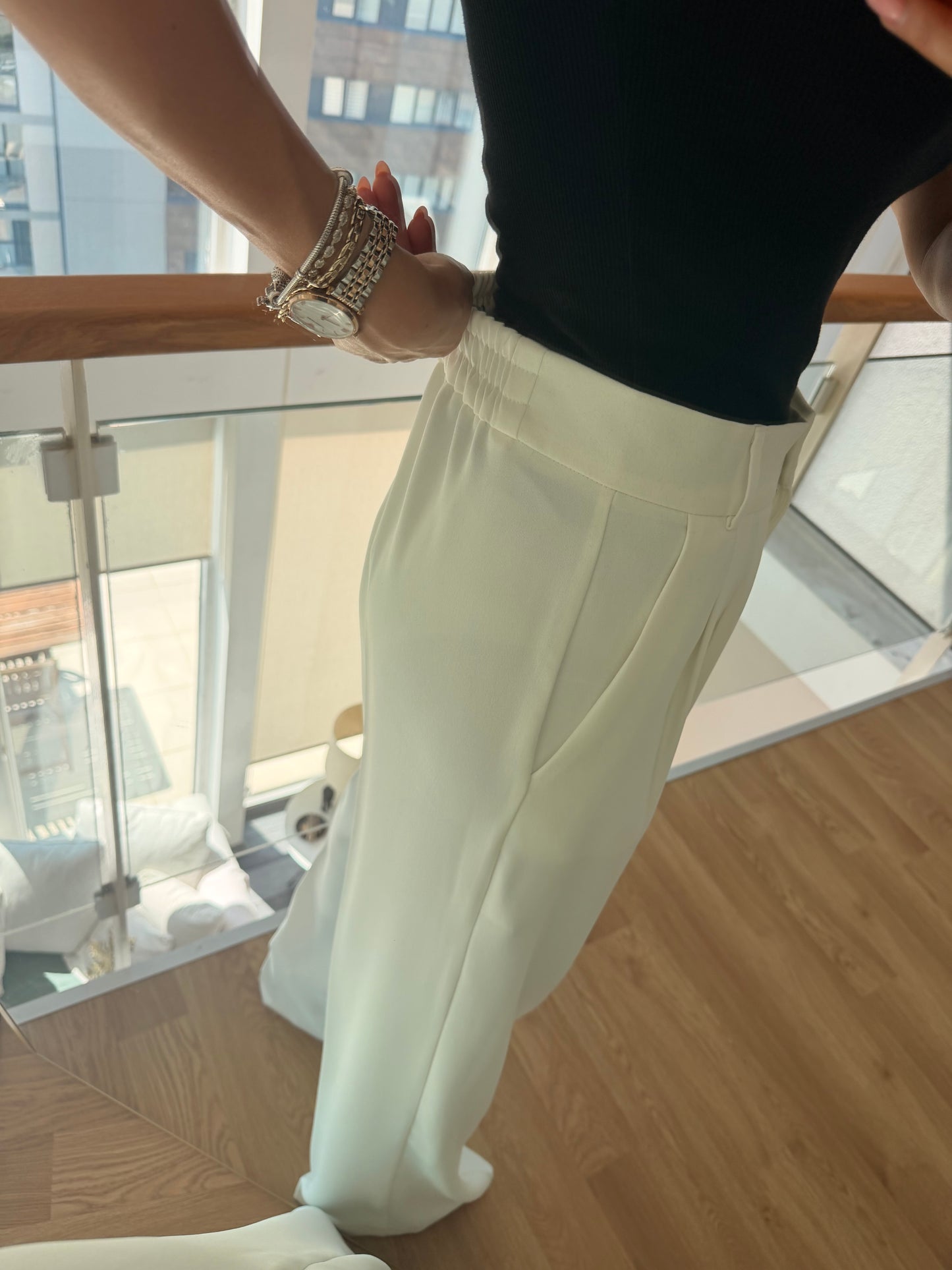 Premium Palazzo Ekru Pantolon