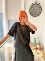 Taşlı Oversize Siyah %100 Cotton Tshirt