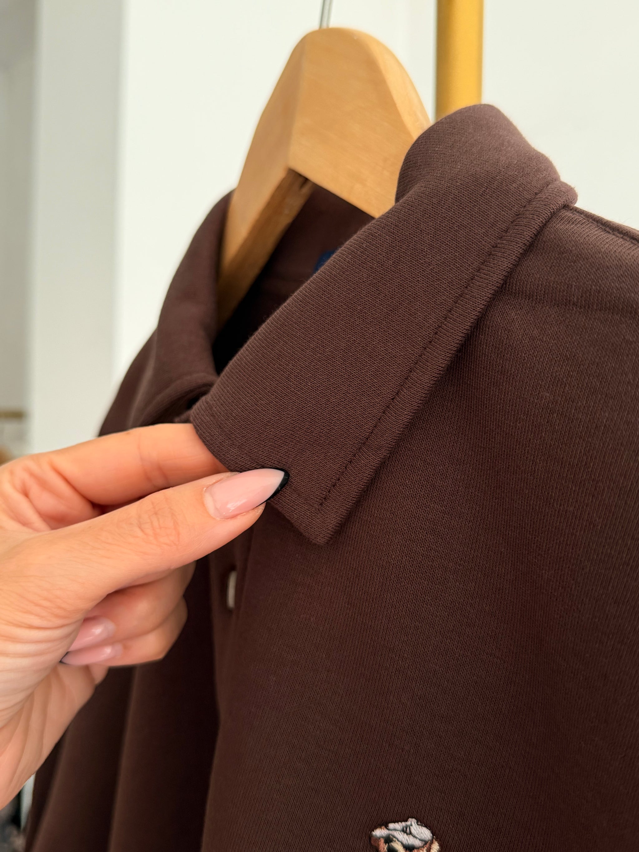 Acı Kahve Polo Yaka Teddy Bear Sweatshirt