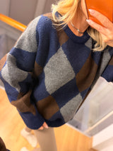 Baklava Desen Oversize Triko Kazak