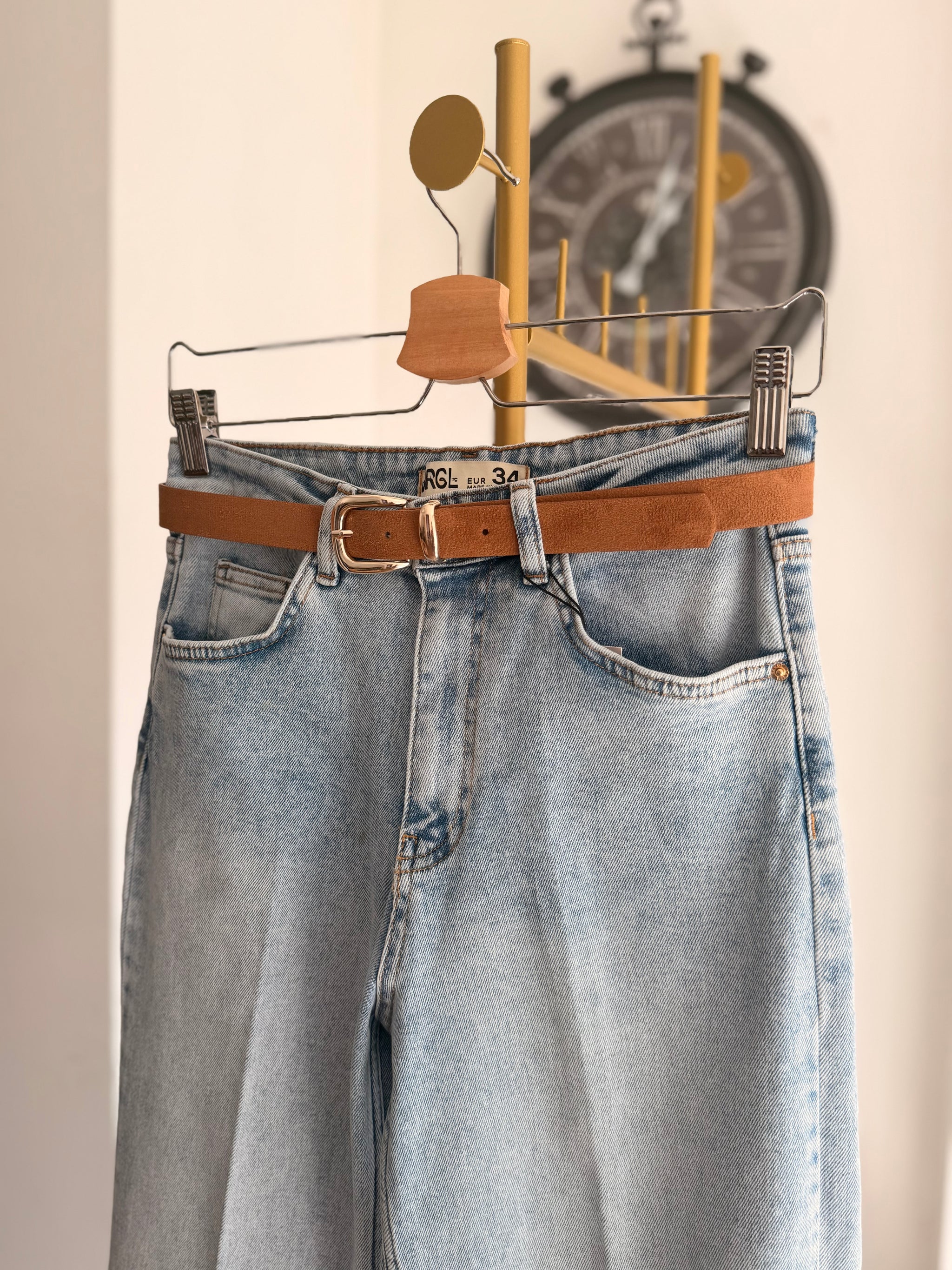 Süet Kemerli Premium Jean Pantolon