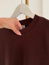 Basic Bisiklet Yaka %100 Pamuk Acı Kahve Tshirt