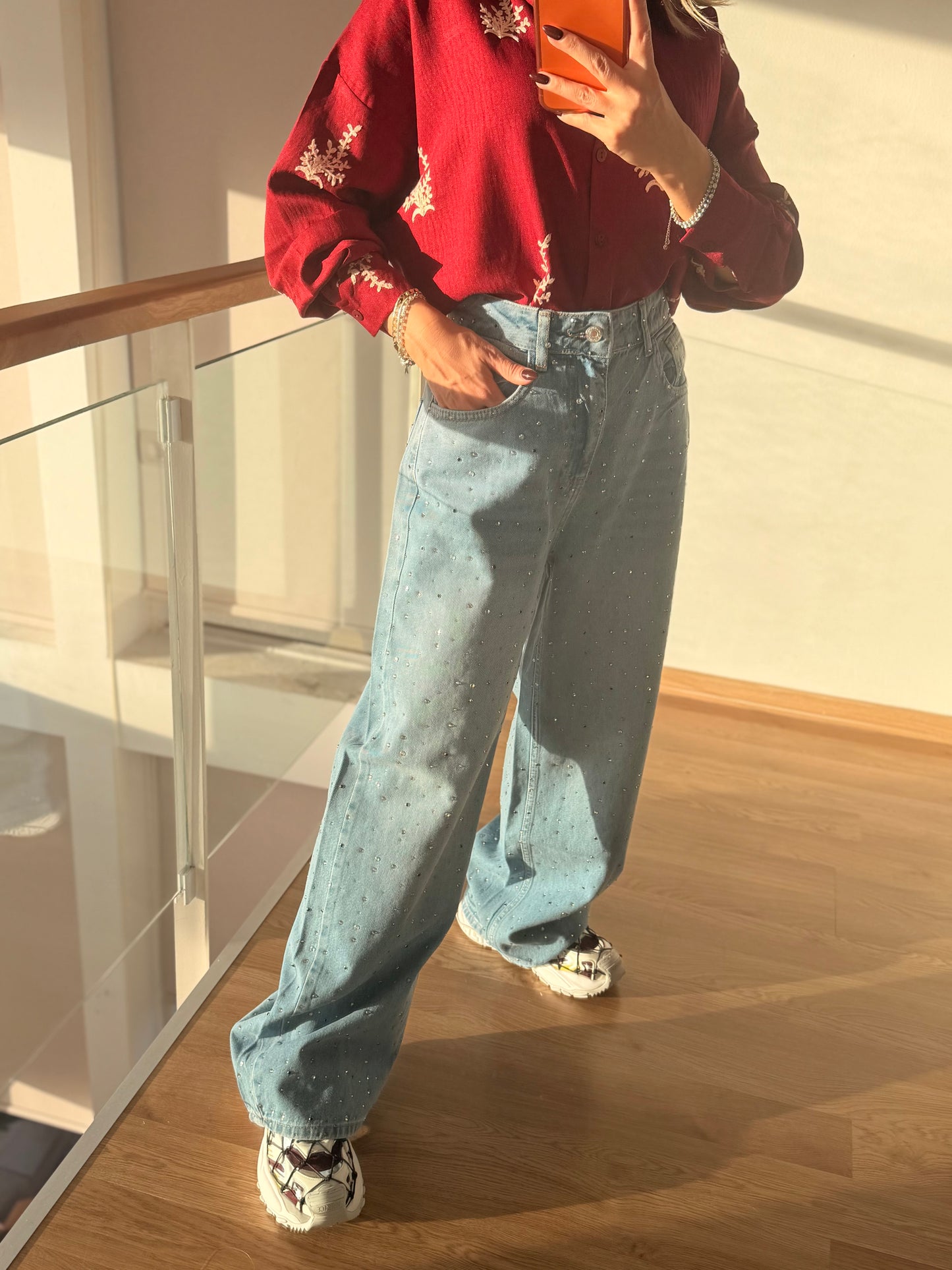 Full Taş İşlemeli Jean Pantolon